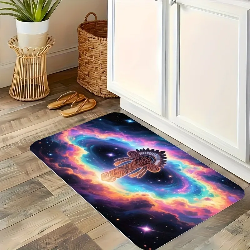 

1PC Psychedelic art Pattern Kitchen Rug Non-Slip Door Mat Pop design Bathroom Rug Bath Mat Carpet for Home Sink Laundry Decor