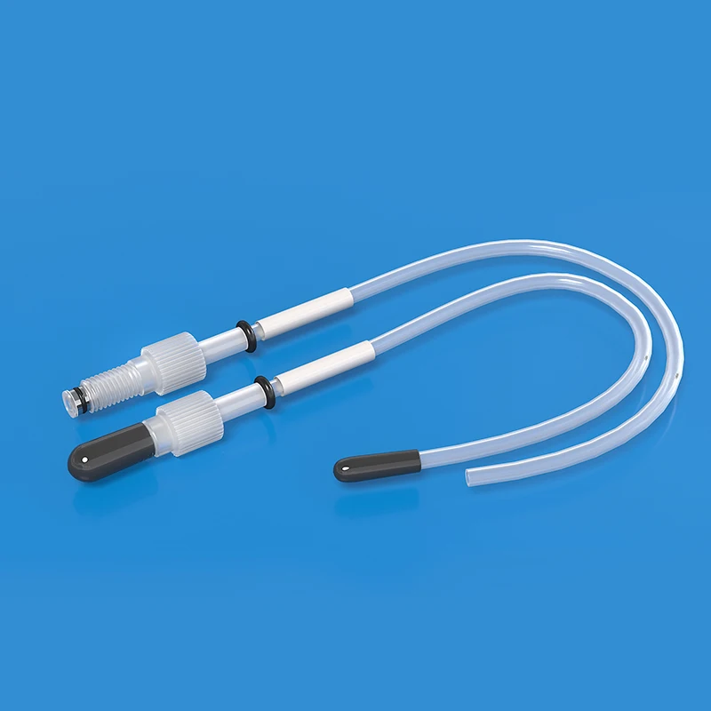 PVDF Material Corrosive Resistance Plastic Fittings 1/4-28UNF Flanged Fitting for FEP/PTFE Tubing