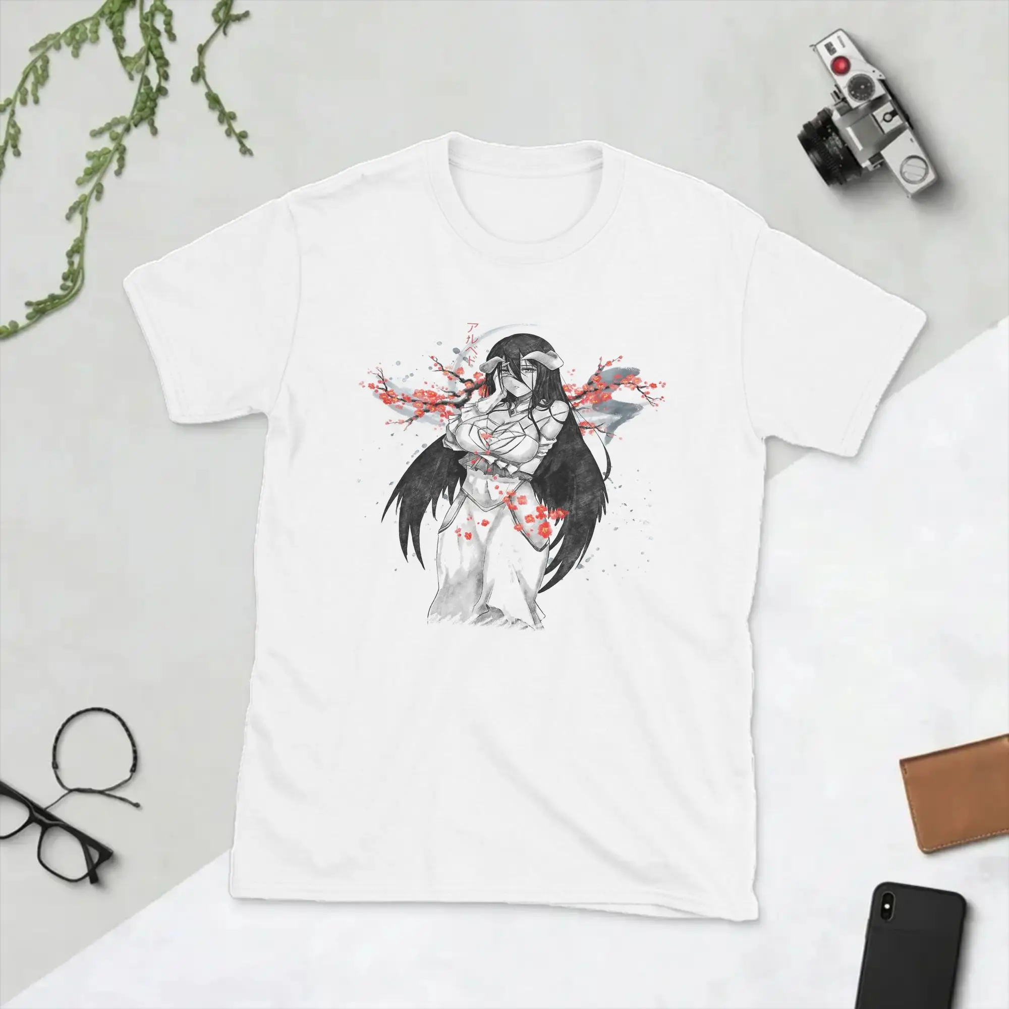 Funny Albedo Overlords Anime T-Shirts Men Crew Neck 100% Cotton T Shirt  Short Sleeve Tees Printing Clothes