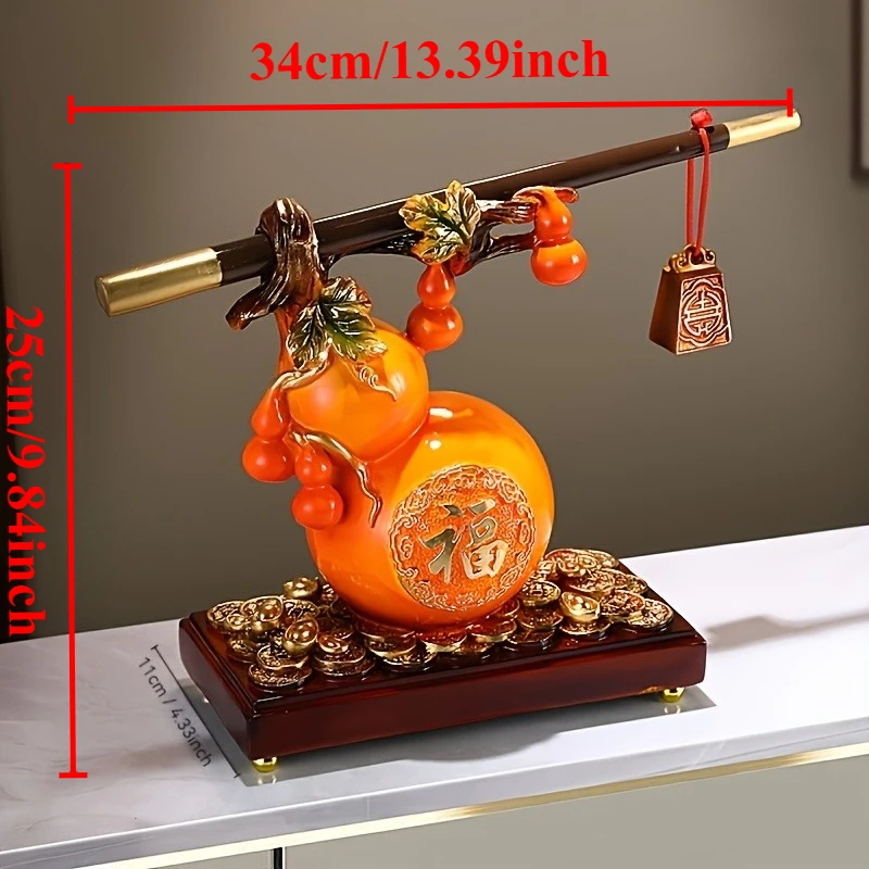 Handcrafted Chinese-style Gourd Ornament for Living Room Decoration Housewarming Gift Feng Shui Bring Wealth and Good Fortune