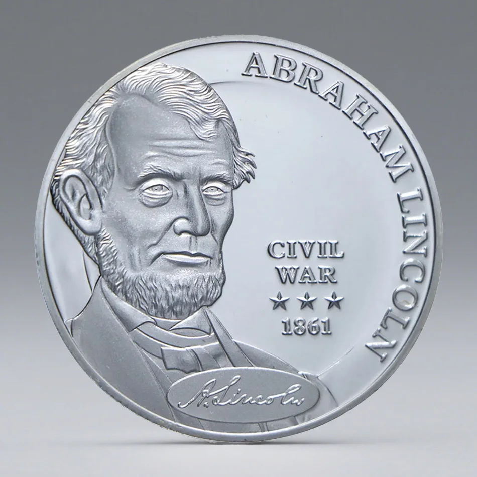 عملة لينكولن التذكارية المطلية بالفضة للرئيس الأمريكي أبراهام 1861 عملة قابلة للجمع