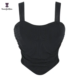 Tracolla Vintage Gothic Corselet 8 colla disossata Korset vita Trainer Bustier asimmetrico maglia orlo corsetto Top per le donne