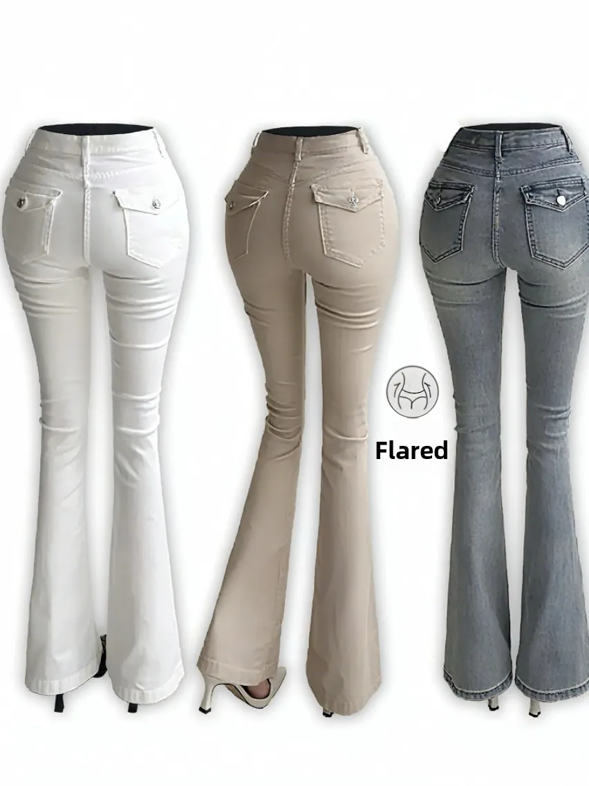 

High Waist High Elastic Bell Bot Jeans Basic Sle Hip Slim Fit Autumn Faion Ladies Cotton Stretch Denim Skinnies