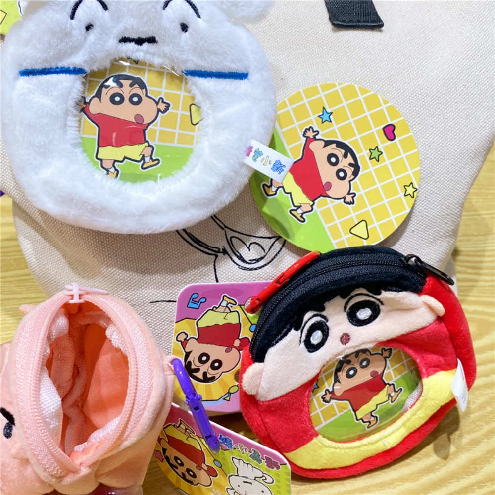 Portachiavi portamonete portatile autentico Crayon Shin-Chan Kawaii Cartoon Girlish Heart Auricolare Rossetto Organizer Borsa Portachiavi Regali
