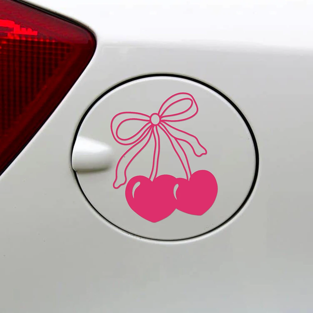 Girly Cherry Bow Car Sticker Decal Coquette Bow Aesthetic for Auto Vehicle Gas Cap Window Decor