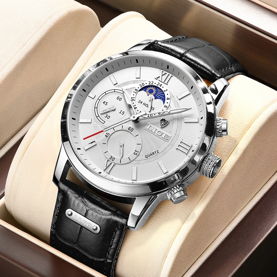 2026 LIGE Men's Watches Top Brand Luxury Men Wrist Watch Leather Quartz Watch Sports Waterproof Male Clock Relogio Masculino+Box