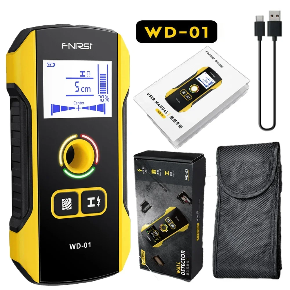 FNIRSI NEW WD-01 Wall Metal Detector Scanner AC Live Cable Wires Metal Wood Stud Find Pipes Rebars Detecting Tool