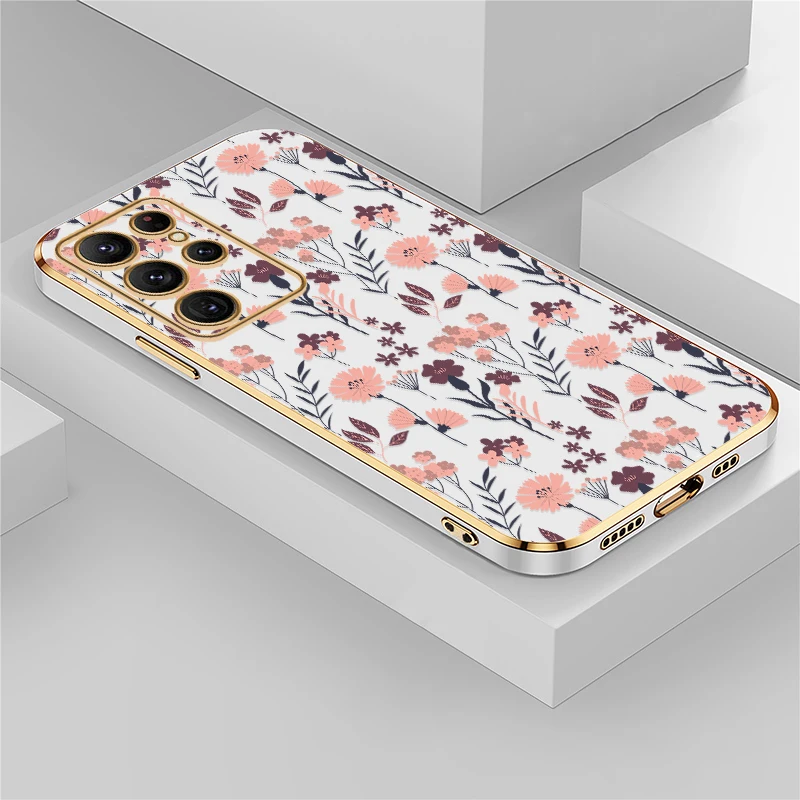 TPU Shockproof Phone Case For Samsung Galaxy S10 Plus S20 FE S20 Ultra S21+ 5G Silicone Flower Painting Protective Cover