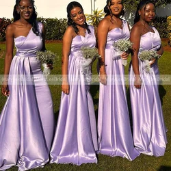 Customized Lilac Mermaid Bridesmaid Dresses for Women One Shoulder Wedding Guest Dress Long Ribbon Maid Of Honor Party Gowns