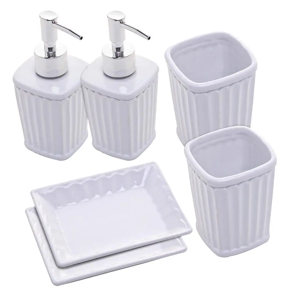 Antibes White Ceramic Bathroom Toilet Kit 6 Pieces-Lyor