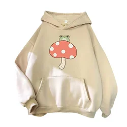 Sudadera con capucha con estampado de Graffiti para mujer, sudadera con capucha de rana de hongo, sudadera con capucha Y2k para hombre, ropa de lana de Hip Hop para mujer, Tops de traje con capucha, moda coreana, nuevo