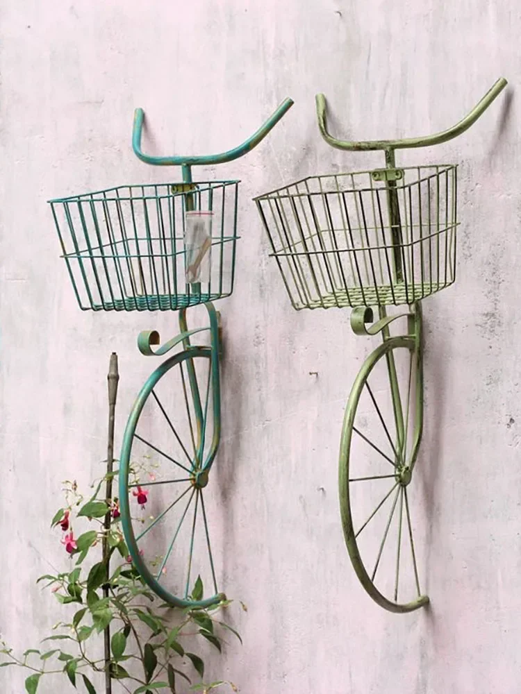 Bicycle Flower Rack Wall Hanging Garden Shop Decorations Courtyard Outdoor Entrance Terrace Balcony Landscape Layout Ornaments