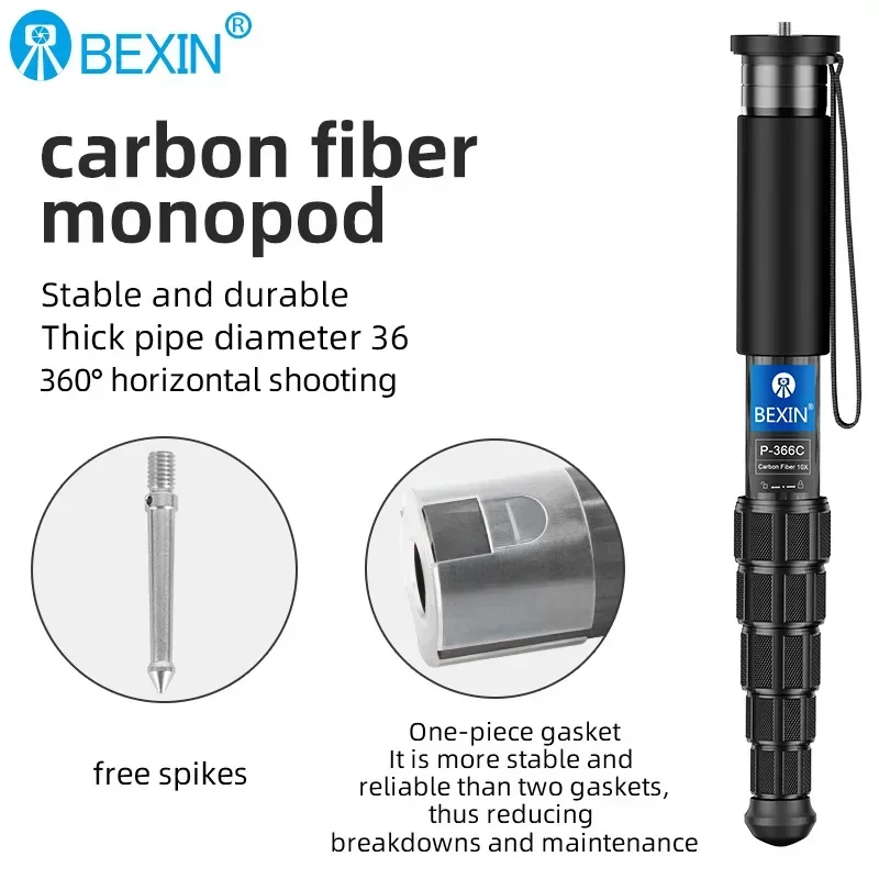 BEXIN P335C/P336C/P365C/P366C/P405C/P406C Monopod z włókna węglowego do podróży, fotografowania, selfie, wysuwany, przenośny uchwyt na aparat — zdjęcie produktu 6