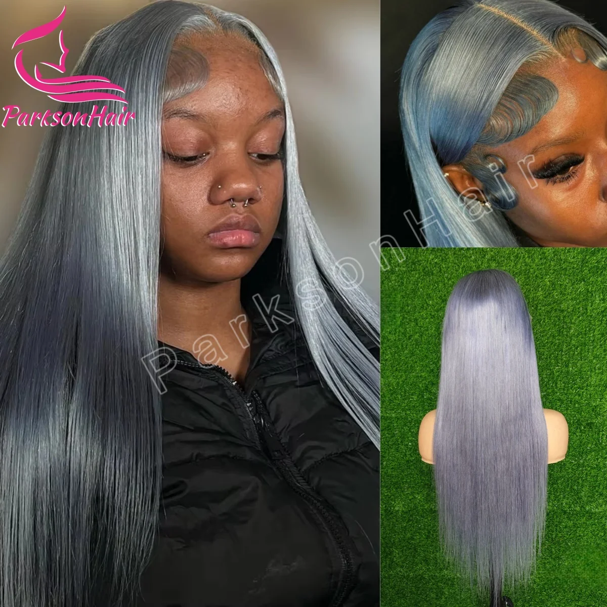 34 بوصة رمادي اللون 13x6 الدانتيل الجبهة الباروكات 100% شعر الإنسان قبل قطعها 250% الكثافة العظام مستقيم شعر طبيعي رمادي الباروكات للنساء
