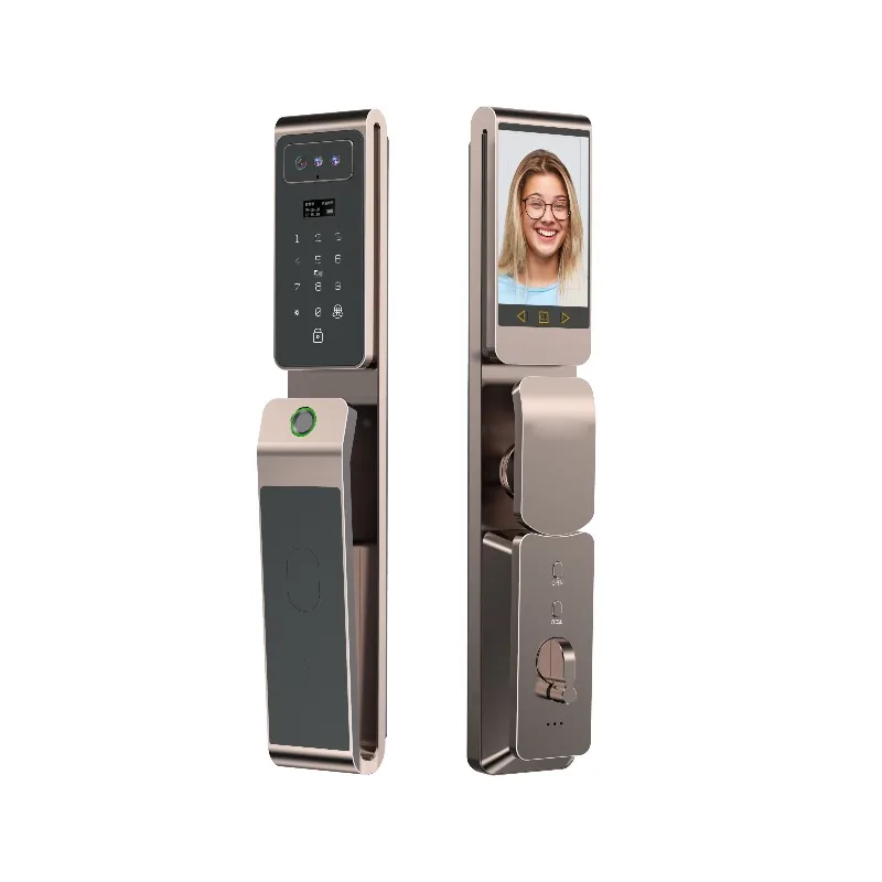 App Wi-Fi Smart Keyless Digital Fingerprint Biometric Keyless Entry For Wood Door 3D Face Recognition Password With Biome
