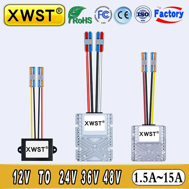 12V to 48V Power Supply Converter 12V to 24V Boost DC DC Voltage Regulator 12V to 36V With Quick Connector For Robot Monitor