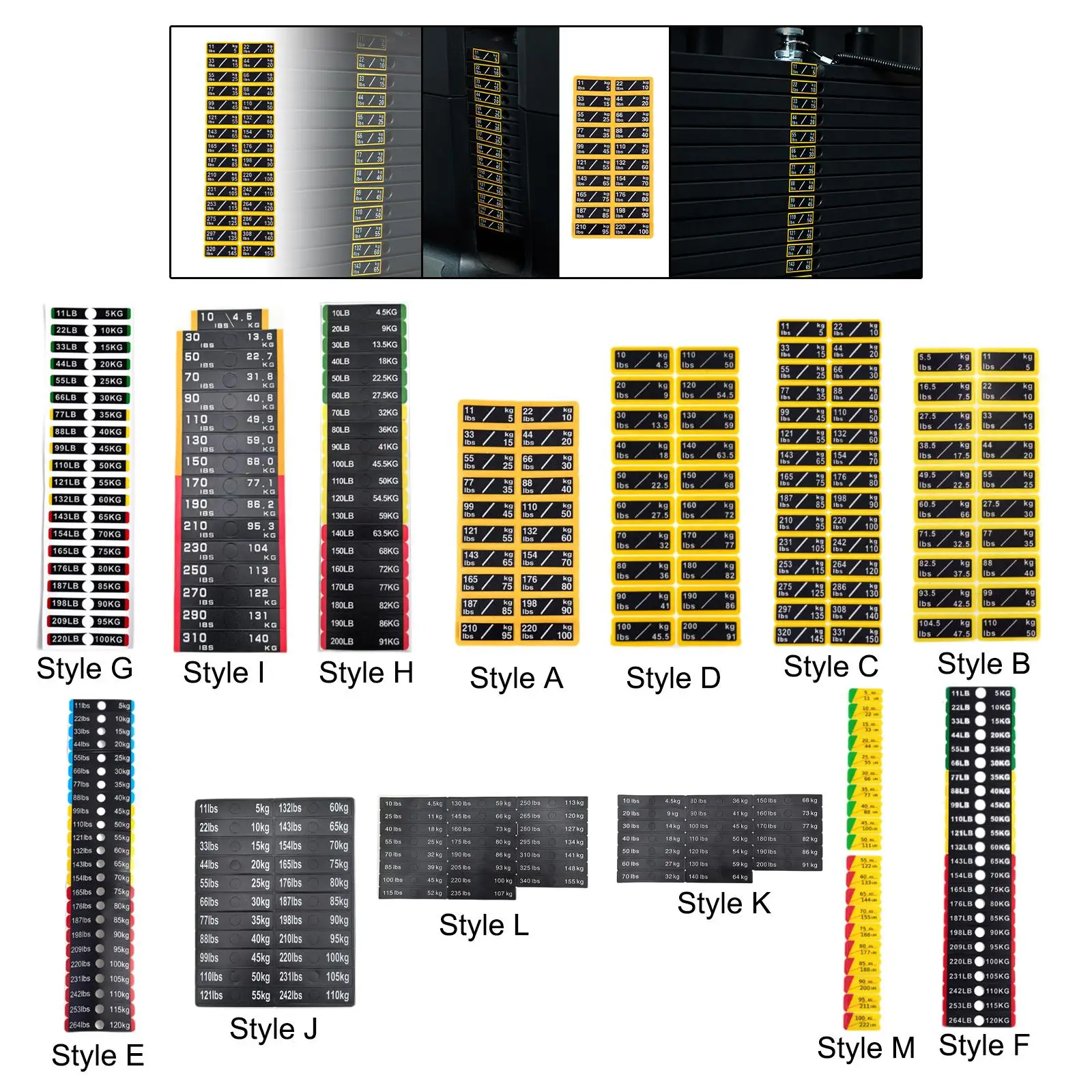 Weight Stack Labels Gym Equipment Identification PC Sticker Sheet Accessory Tags for Strength Training Machines