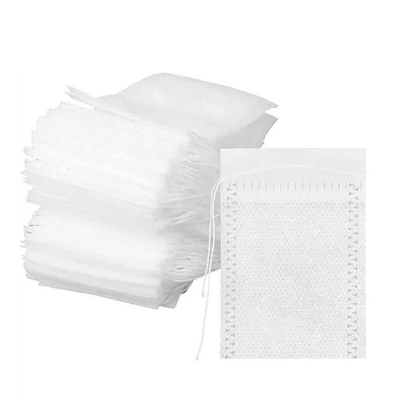 100 قطعة أكياس الشاي غير المنسوجة أكياس الشاي القابل للتصرف مع الرباط ختم القهوة التوابل الشاي ورق فلتر Infuser المطبخ Teaware #2