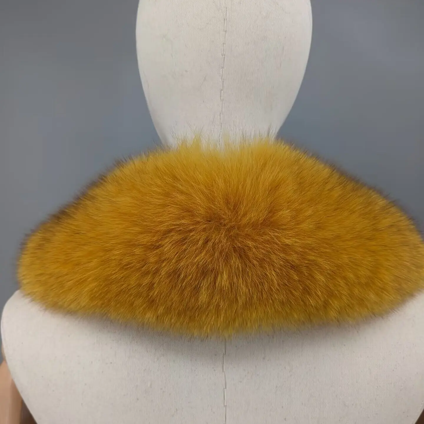 Women Mustard Shawl Lapel Real Fox Fur Collar Detachable Fluffy Natural Fur Trim For Winter Coat Parka Overcoat Jacket