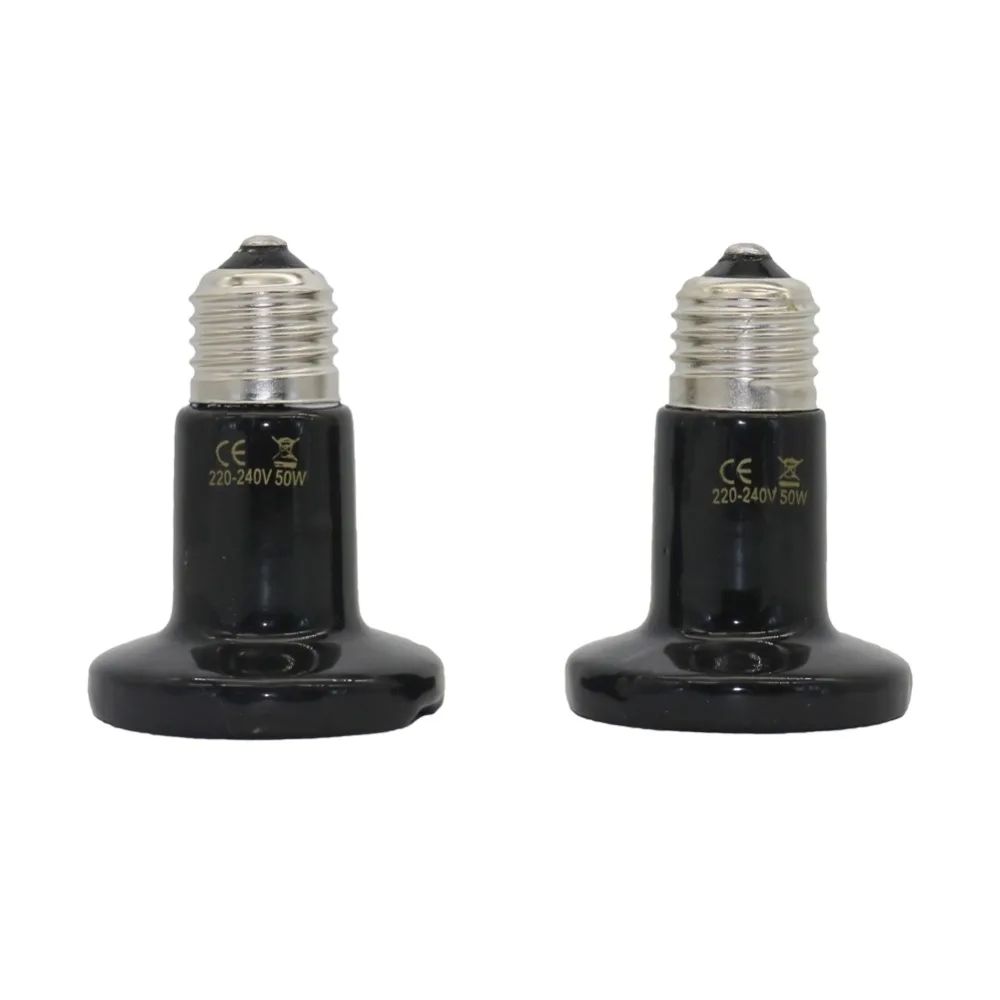 

10 Pcs E27 Pet Heating Light 25W 50W 75W 100W Mini Infrared Ceramic Emitter Heat Bulb Black For Reptile Pet Brooder Lamp