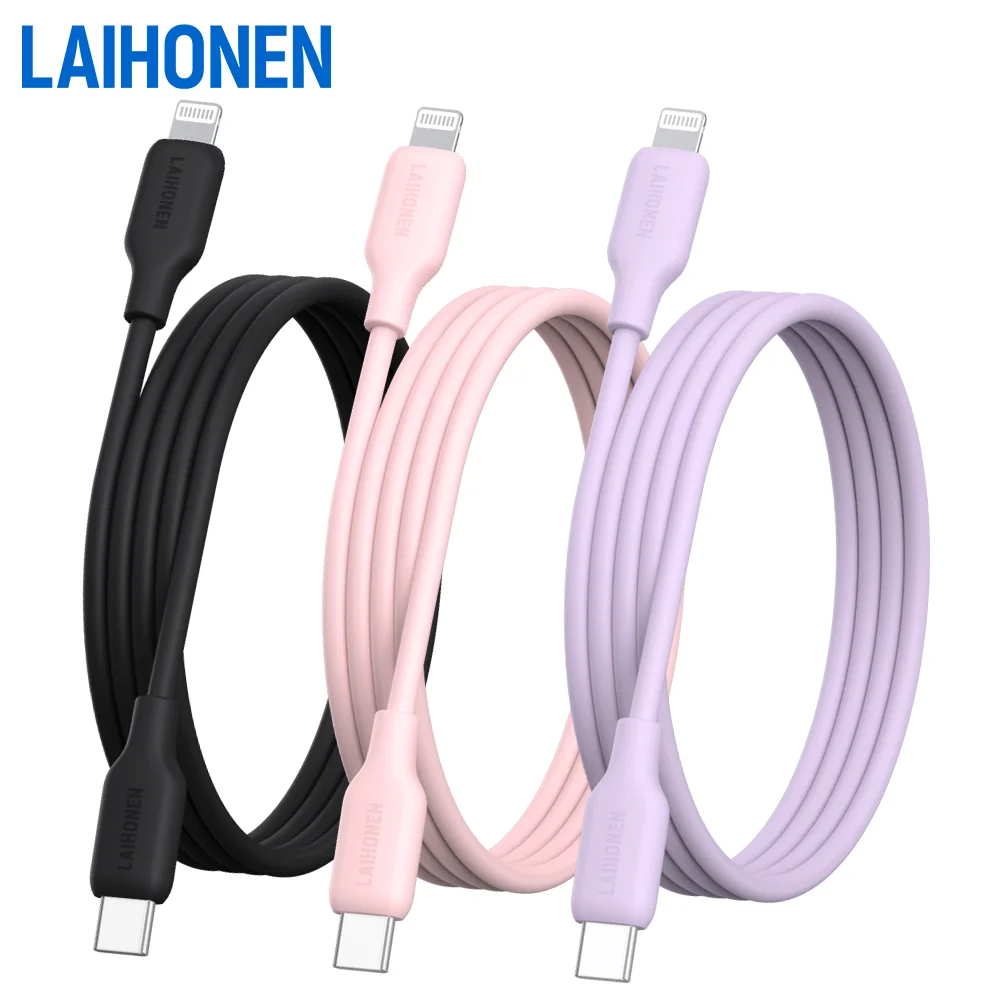 cabo-de-carregamento-laihonen-de-silicone-com-conector-usb-c-para-lightning-para-iphone-14-13-12-11-x-8-plus-pro-max-e-ipad-nas-cores-preto-rosa-e-roxo