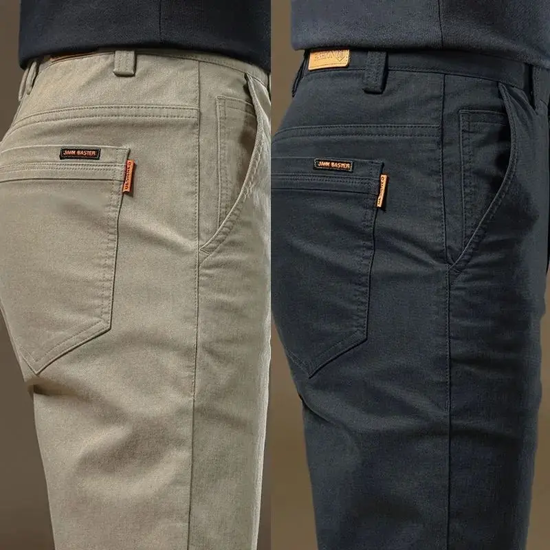 

Осень 2023, новые брюки, мужские корейские универсальные трендовые модные повседневные брюки, высококачественные рабочие деловые прямые брюки из чистого хлопка