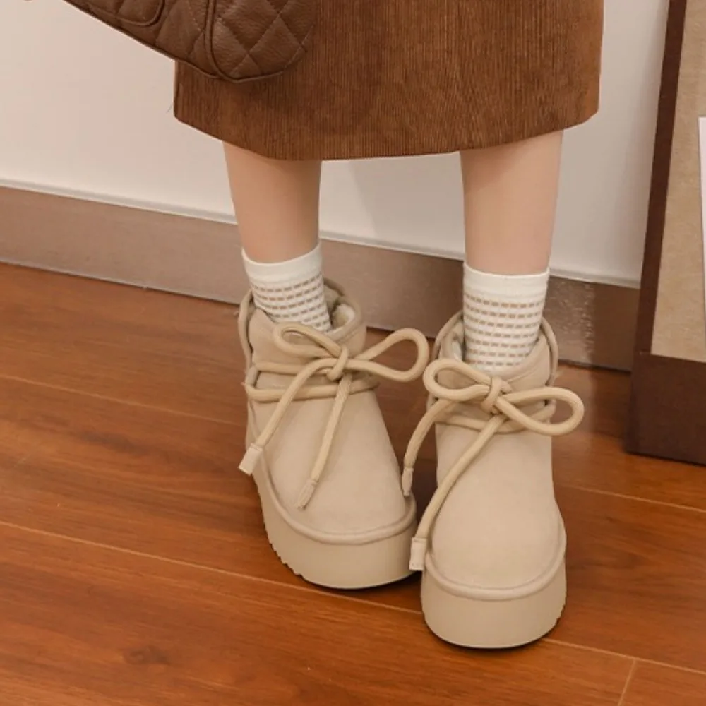 جديد جولة اصبع القدم سميكة القوس فراشة مع أفخم عارضة تنوعا الإنترنت أحذية الثلوج النسائية الشهيرة من نفس النمط #5