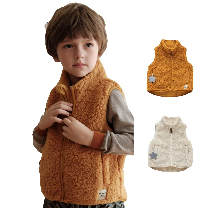

2025 Autumn And Winter New Fleece Boys' Vest Jacket Loose And Versatile Baby Vest Girls' Sleeveless Camisole