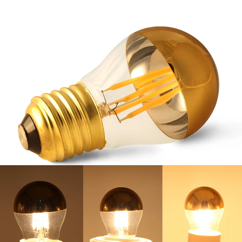 

Decorative LED Filament Light Ampoule E27/E26 COB 4W 110V/220V Shadowless Candle Bulb G45 Half Golden Top Lamp for Home Decor