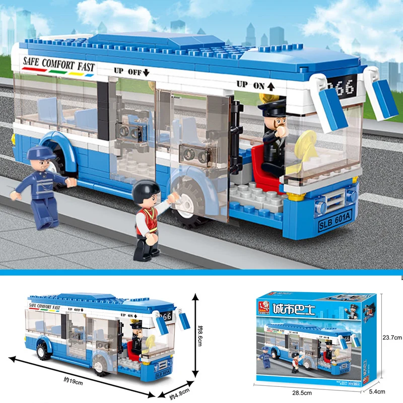 

235Pcs City Single-decker Express Bus Car Model Building Blocks Set DIY Creation Bricks Brinquedos Educational Toys for Children