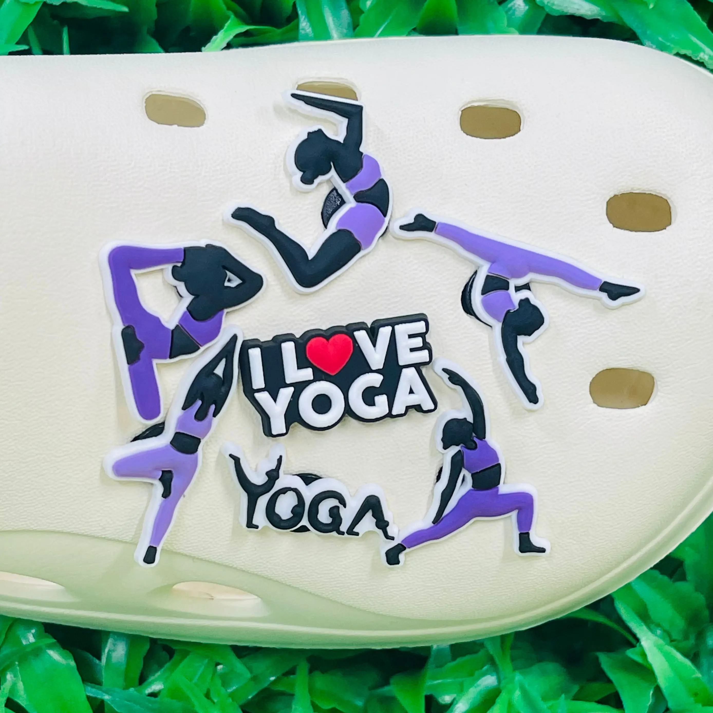 New Arrival 1-100pcs Sports Series Love Yoga PVC Shoe Charms Clogs Pins Accessories Shoes Buckle Decorations Children Party Gift