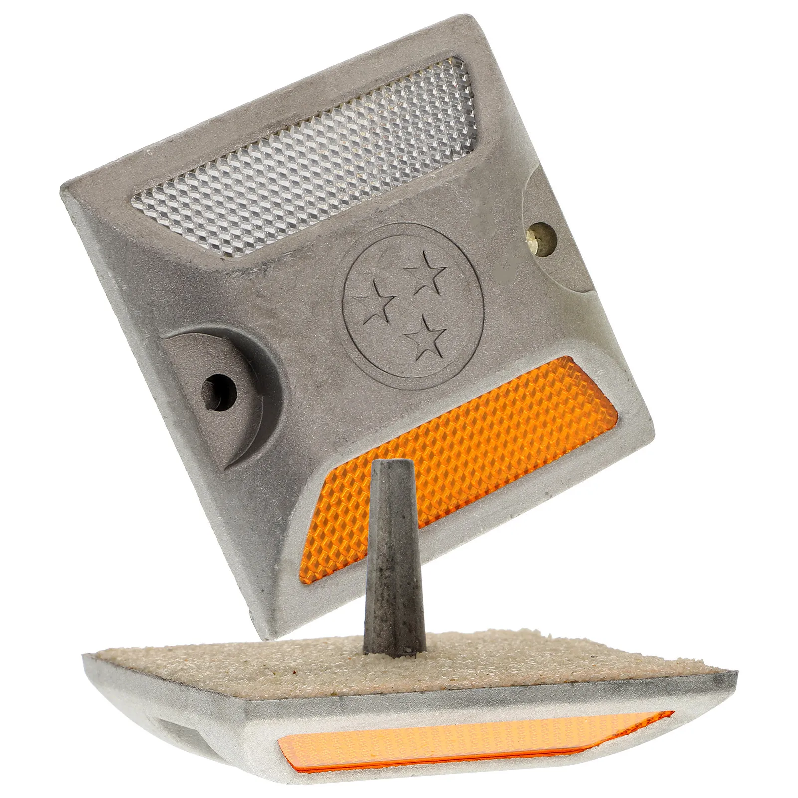 2Pcs Road Studs Aluminum Reflective Driveway Markers for Night Rainy Weather Visibility Roadside Safety Quick Installation No