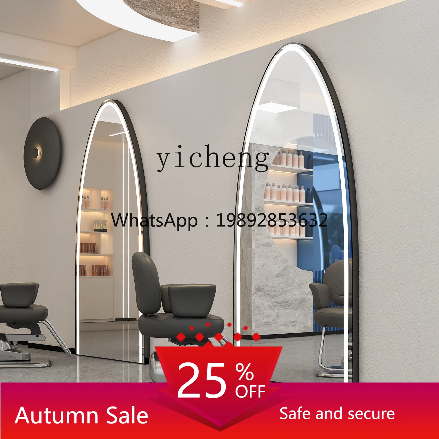 

Single-sided barber shop mirror table hair salon only barber shop mirror