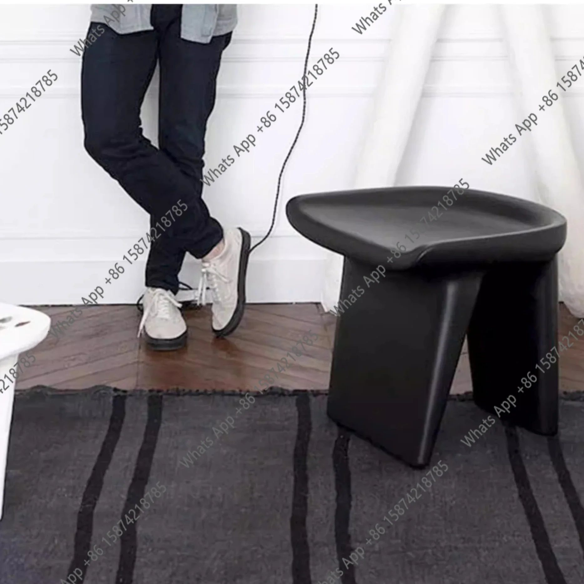 

French Retro Medieval Style Solid Wood Edge Table Living Room Sofa Wabi Wind Stool Art Small Coffee Table X