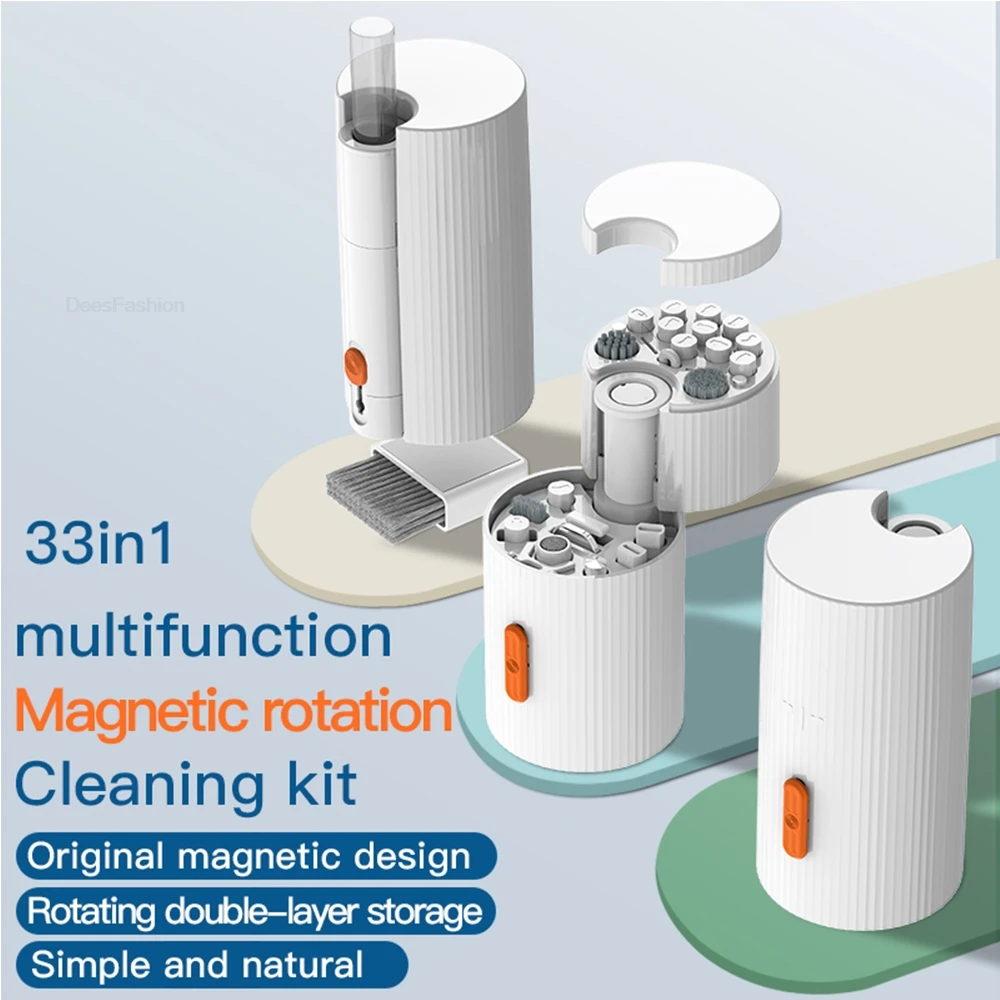 33-in-1 Cleaner Kit Computer Keyboard Brush Earphones Cleaning Pen Screen Cleaning Spray Bottle Cleaning Tools Keycap Puller Set