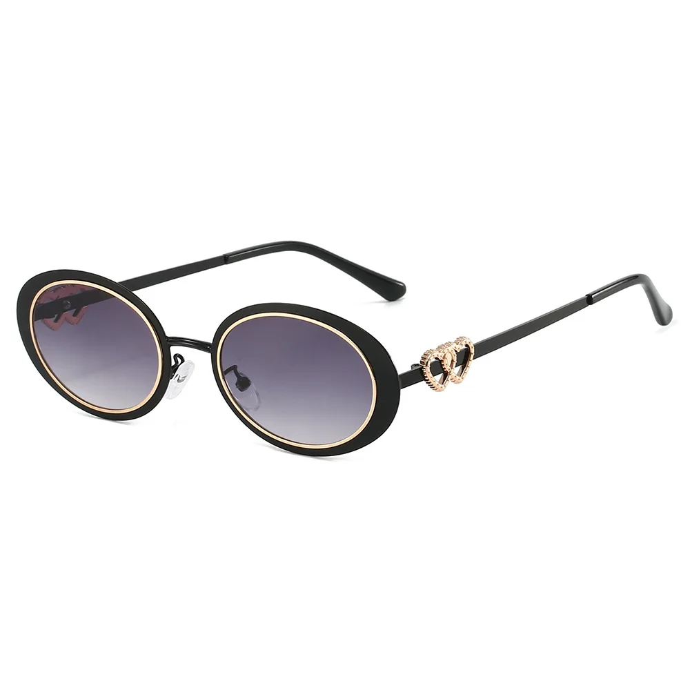 Новые овальные градиентные мужские и женские солнцезащитные очки, модные, высококачественные, индивидуальные, с двойным сердцем, инкрустированный дизайн UV400 Gafas de sol