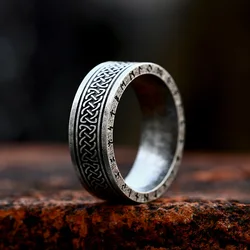 New Vintage Nordic Viking Rune Ring For Men Women Simple 316L Stainless Steel Viking Odin Letter Ring Retro Amulet Jewelry Gifts