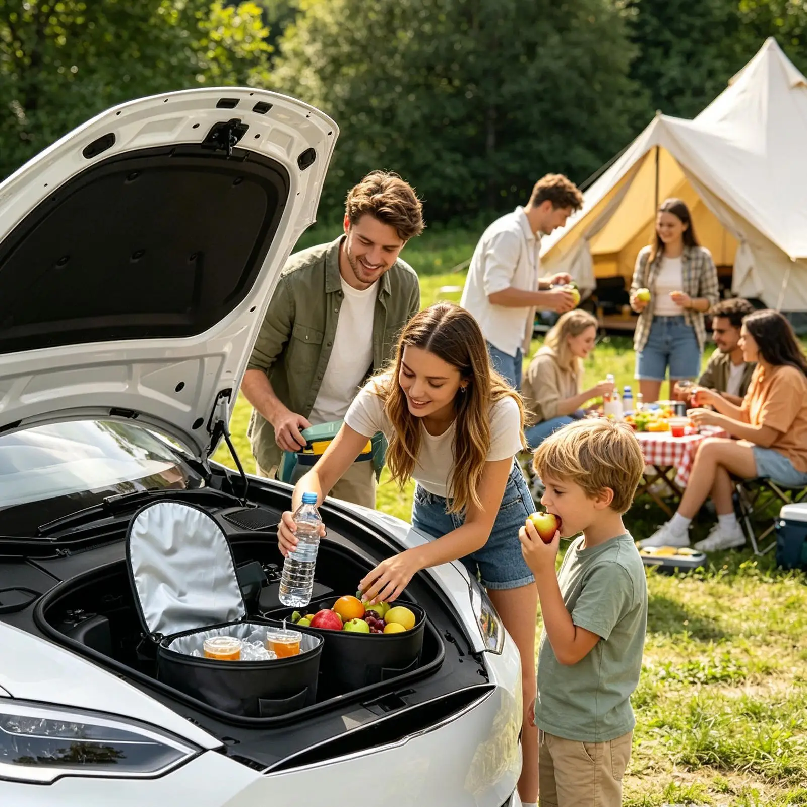 For Truck Front Trunk Cooler Organizer Leak-Proof 2 Pieces Portable With Lid And Strap Insulation Cooler Bag For Camping