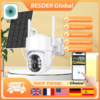 BESDER WiFi PTZ Camera Outdoor Wireless Solar IPCamera 4MP HD Built-in Battery Video Surveillance Camera Long Time Standby iCsee