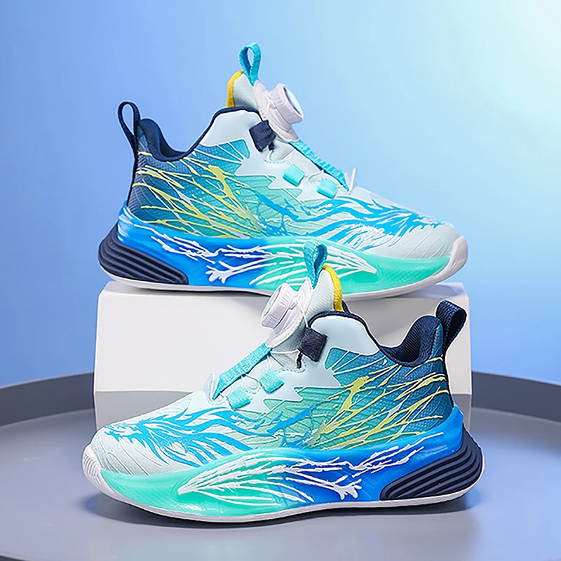 

A pair of children's four-season leather high-top basketball shoes, wear-resistant basketball shoes, size 28-39，JT-222