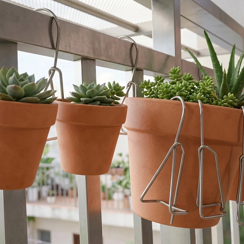 24PCS Terracotta Pot Hangers Metal Plant Pots Hanging Hooks For Balcony Fence Flower Pot Wall Mount Hook