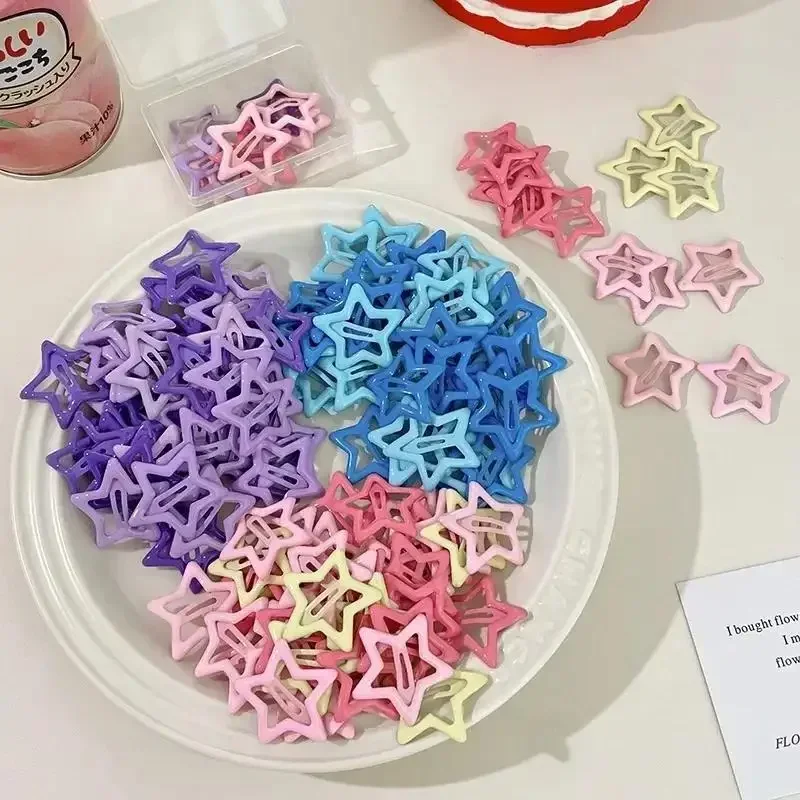 50 Stück bunte Kawaii-Stern-Haarspangen Y2K Süße Mädchen BB Solide Stern-Haarklammern Metall-Schnappklammer Kopfschmuck Haarschmuck Geschenke – Detail 6
