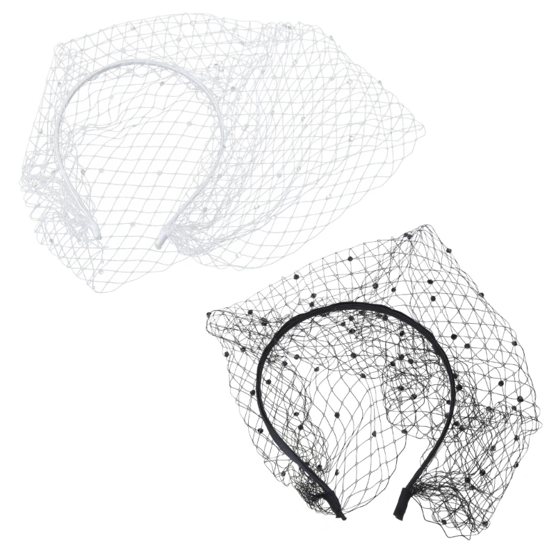 

2pcs Face Net Headband with Sparkling Crystals Stylish Jewelry for Wedding Party