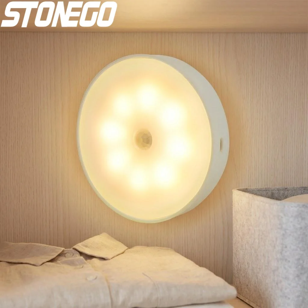 Motion Sensor Night Light Magnetic LED Wall Lamp 700mAh Battery 60 Lumens Removable Indoor Lighting Fixture