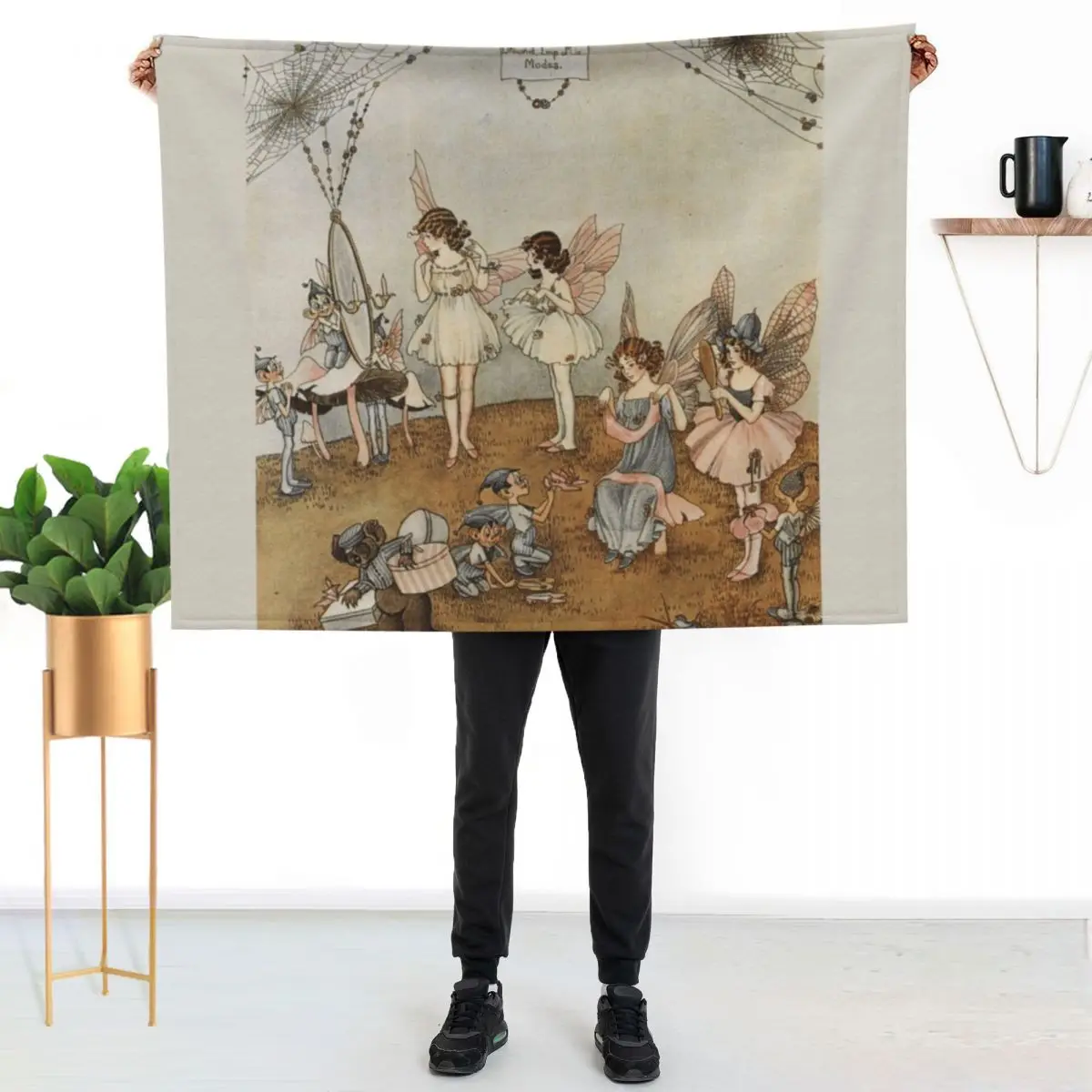 “Fairy Frocks” by Ida Rentoul Outhwaite Throw Blanket Plaid on the sofa Summer Weighted Large Retros Blankets
