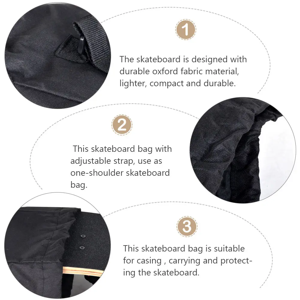 

Skateboard Bag Carrying Case Handbag Adjustable Strap Oxford Fabric Durable Compact Backpack Tall Person Zipper Pocket