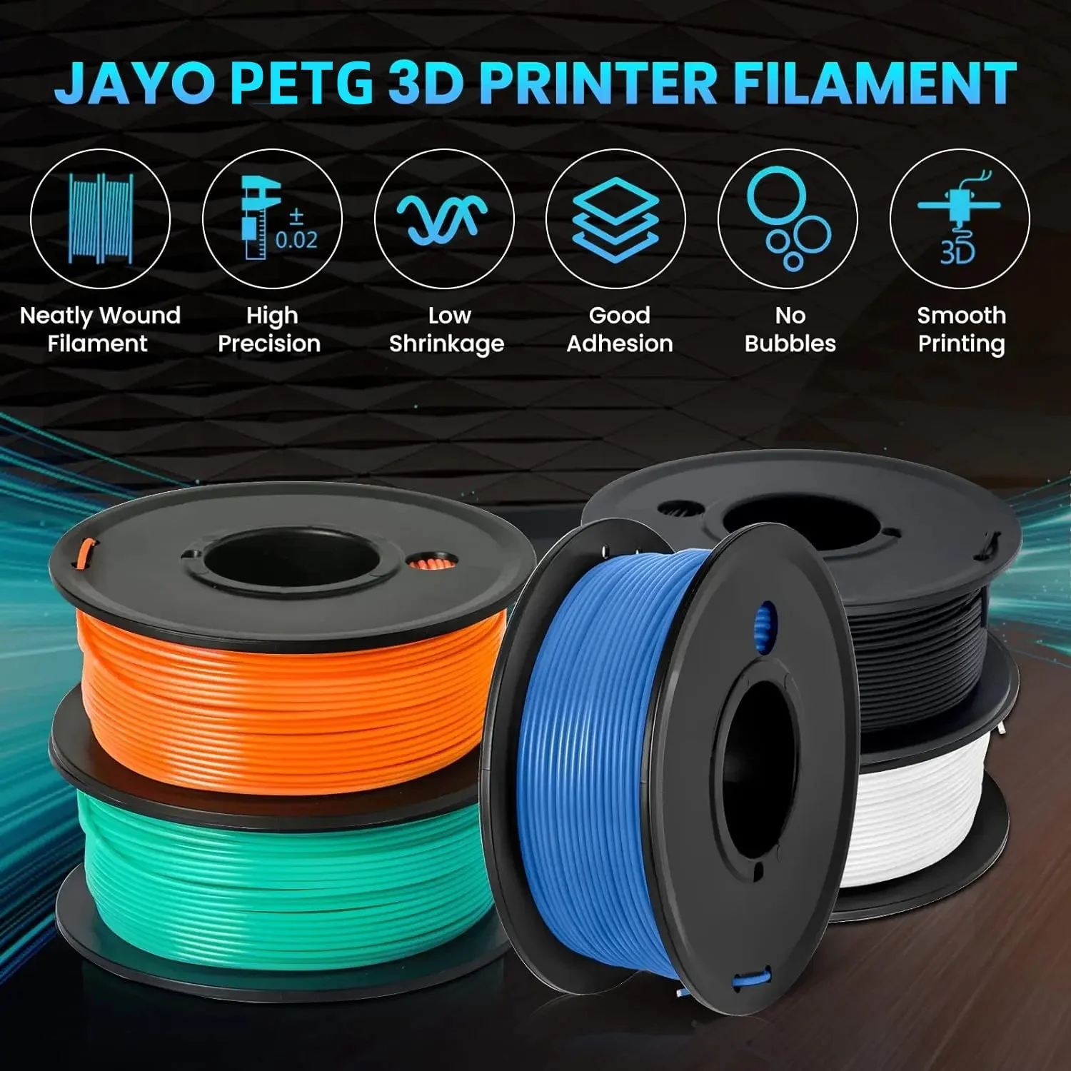 Imagem -03 - Jayo-filamento Transparente para Impressora 3d Material de Impressão 3d 100 sem Bolha Não-tóxico Petg Petg 175 mm