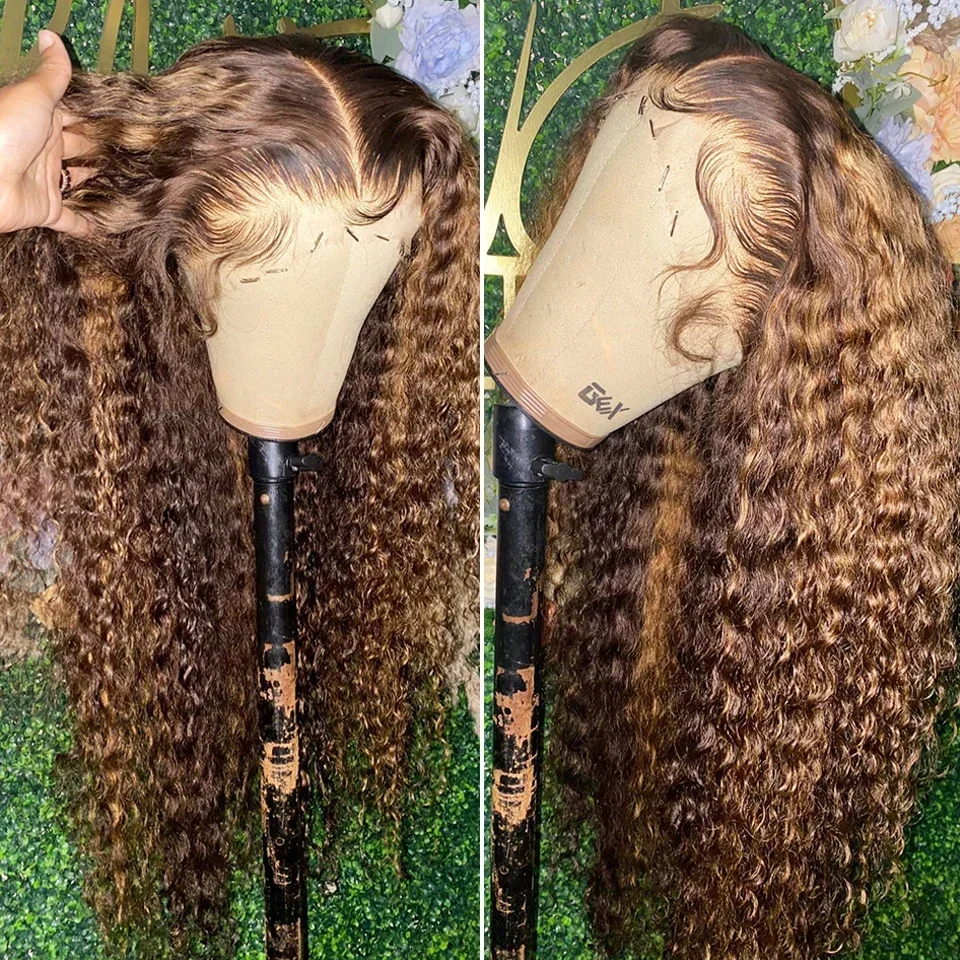 

HD 13x4 Honey Blonde Lace Frontal Wig Pre plucked Highlight Curly Wigs Human Hair HD 13X6 Lace Front Wig Colored Human Hair Wigs