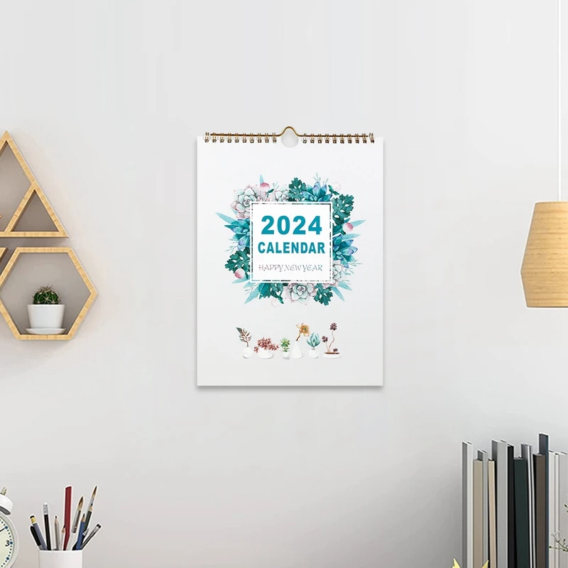 2024 Simple Monthly Wall Calendar Scheduler Planner Hanging Wall Calendar Paper Calendar Weekly Daily Planning Annual Agenda