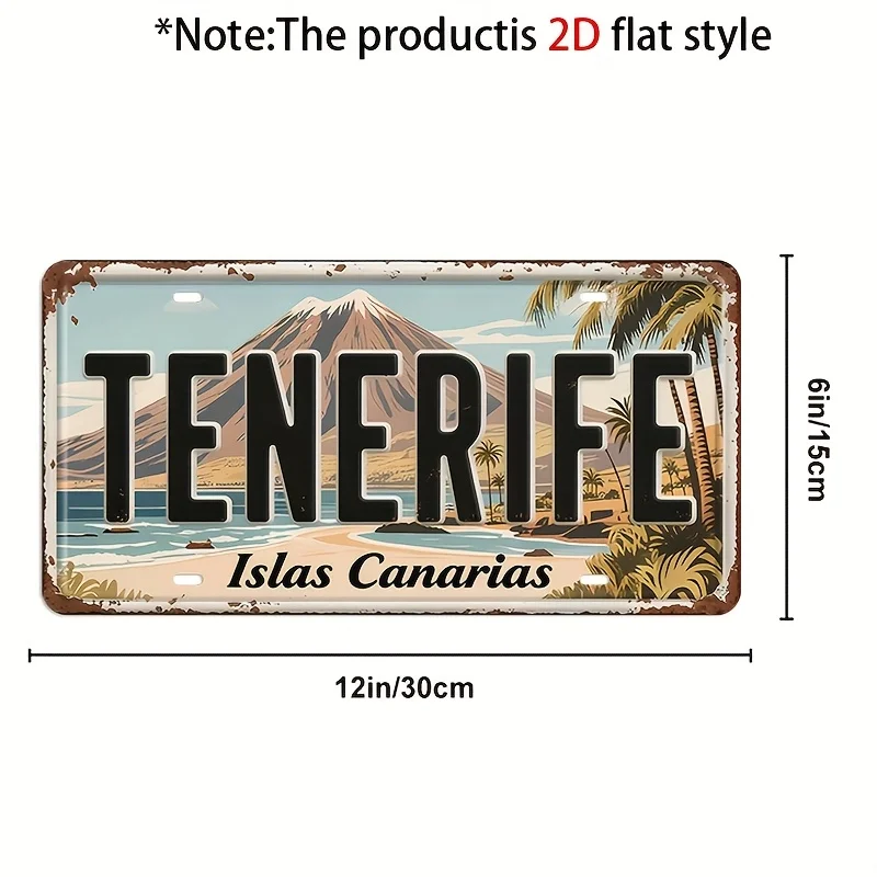 AL Tenerife Islas Canarias License Plate Sign - Vintage Durable Metal Plaque Wall Decor, Home Office Bar Man Cave Wall Art
